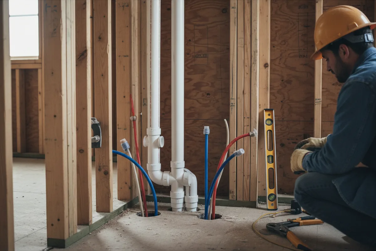 Drain and supply rough-in during Leak Detection in Ovalo